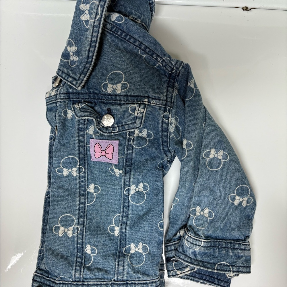 Disney Minnie Mouse Denim Jacket with Minnie Ear/Bow Allover Print, Sz. 3T - Picture 6 of 7